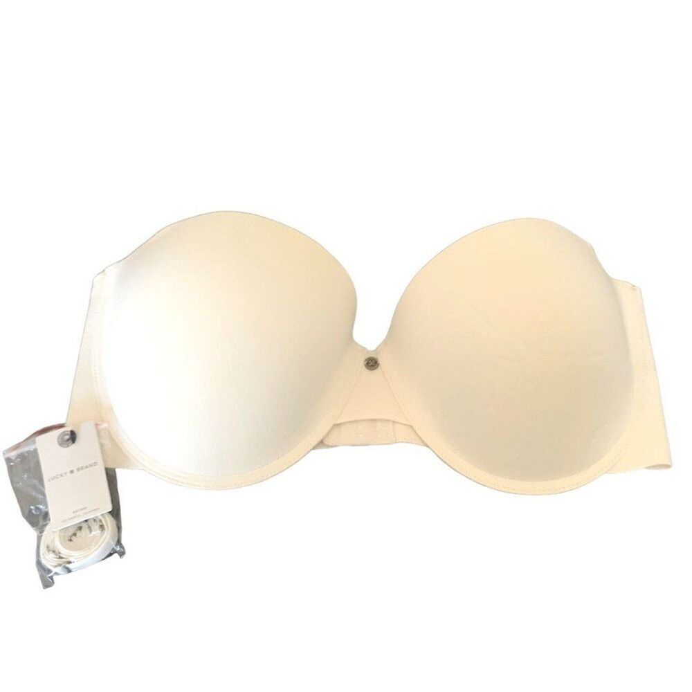 Lucky Brand Ivory Strapless Adjustable Underwire Banded Bra Plus Size 42D